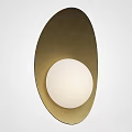 Modern Gold Oval Backplate Wall Light with White Globe Shade for Interior Decor