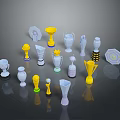 Assorted Trophies With Diverse Colors And Unique Decorative Designs 3d model