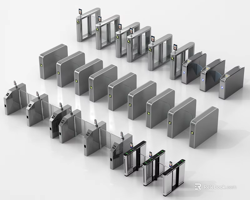 Public Facility Various Automatic Turnstile Gates For Access Control Security 3d model 