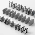 Public Facility Various Automatic Turnstile Gates For Access Control Security 3d model