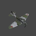 Vintage Green Fighter Aircraft With Weathered Body And Red Star Insignia On Wings