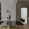 Modern Living Dining Room With White Spherical Chandelier Gray Sofa And Glass Coffee Table