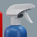 Bathroom Accessories Including Cleaning Bottles With Blue Red Containers And Spray Nozzle Design