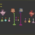 Modern And Classic Floor Lamps With Various Lamp Shades And Metal Bases