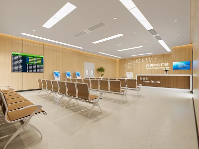 Modern Dental Clinic Waiting Area With Chairs Displays And Reception 3d model