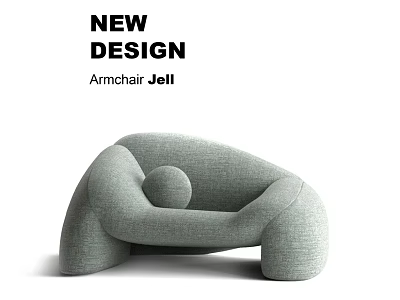 New Design Double Sofa With Curved Shape And Light Gray Fabric 3d model