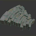 Gray Curved Brick Arrangement With Interlocking Textured Pattern In 3D Render 3d model
