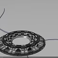 Futuristic Circular Architectural Structure With Multi layered Rings Geometric Patterns And Connected Cables