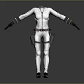 White Tactical Jumpsuit With Black Straps Waist Packs And Functional Design