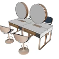 Modern Dressing Table With Two Round Mirrors And Comfortable Chairs
