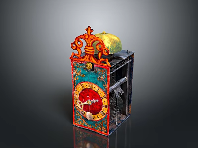Colorful Decorative Home Accessory With Intricate Red Blue Design Golden Sphere And Gear Details 3d model