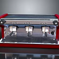 Professional Red Espresso Machine with Three Spouts and Stainless Steel Components