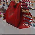 Stylish Red Leather Handbag With Double Handles Adjustable Straps And Metal Accents Design