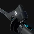 Futuristic Black Knife With Brown Handle Snowflake Emblem And Tech Buttons