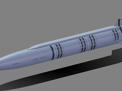 Advanced Gray Missile 3D Model With Sleek Body And Black Stripes 3d model
