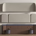 Elegant Modern Upholstered Wall Panels With Beige Fabric And Curved Shapes For Minimalist Interior Design