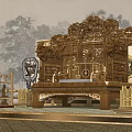 Chinese Traditional Wooden Carved Garden Ornament Seat With Elaborate Patterns And Classic Design
