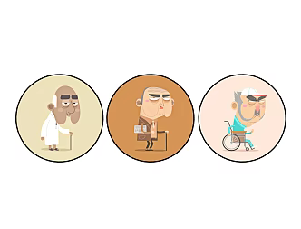 Modern round frame painting minimalist children's cartoon decorative painting 3d model