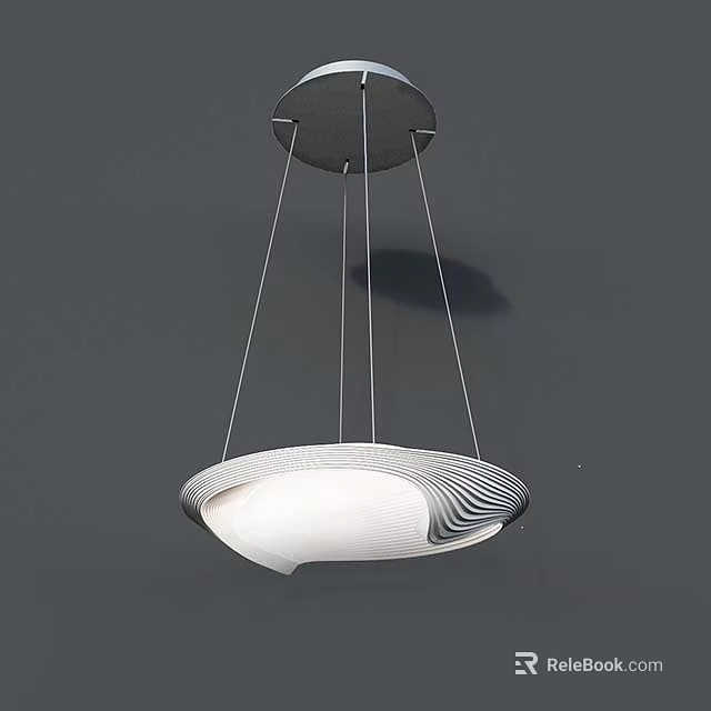 Modern White Wavy Pendant Light Hanging With Thin Suspension Cables Design 3d model 