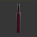 White Elongated Device Part With Red Top Surface And Smooth Edges
