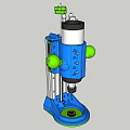 Colorful Toy Drill Press With Blue Base Green Knobs And Rotary Mechanism 3d model