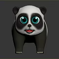 Cute 3D Cartoon Panda Character With Big Green Eyes Standing Pose Design