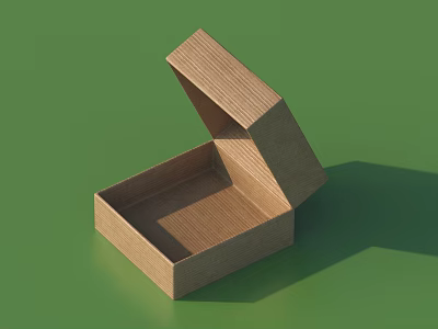 Home Decorative Ornament Set with Open Cardboard Box Display on Green Background Surface 3d model