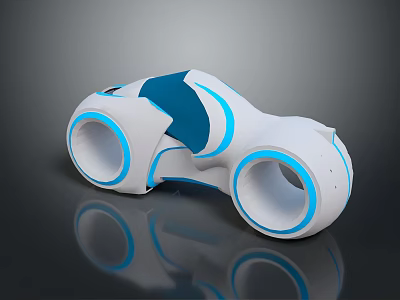 Futuristic Space Exploration Vehicle With White Blue Design And Large Circular Aerodynamic Wheels 3d model