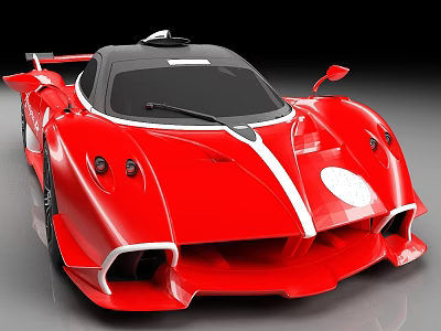 Red Supercar With Sleek Design Black Roof And White Racing Stripes Sporty Exterior 3d model