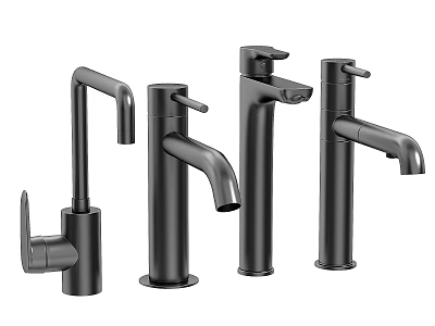 Modern Black Kitchen Faucets With Different Stylish Design Features For Home 3d model