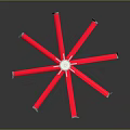 Computer CPU Cooler With Red Radial Heat Sinks And Central Silver Cylinder