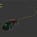 Black Wired Computer Mouse With Green Logo And Ergonomic Design For Precision Control 3d model