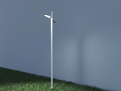 Modern Outdoor Light With Sleek Metal Pole Standing On Green Lawn For Garden Illumination 3d model