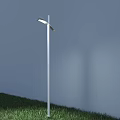 Modern Outdoor Light With Sleek Metal Pole Standing On Green Lawn For Garden Illumination