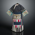 Traditional Chinese Clothing With Intricate Embroidered Sleeves Colorful Stripes And Fringed Hem