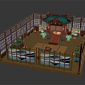 Traditional Asian Interior With Wooden Shoji Screens Tatami Mats And Wave Patterned Decor