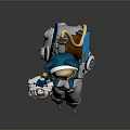 Game Character With Cat Ears Blue White Outfit Mechanical Legs And Energy Tool