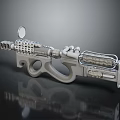 Futuristic Sci Fi Weapon 3D Render With Metallic Mechanical Structure And Sight