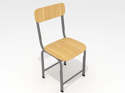 Simple Design Leisure Chair With Wooden Seat Backrest And Metal Frame 3d model