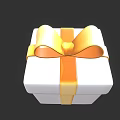 White Gift Box Decorative Ornament Set with Golden Ribbon and Bowknot Design