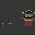 Traditional Palace Style Architecture With Multi tiered Roof Black Tiles Red Columns And Components