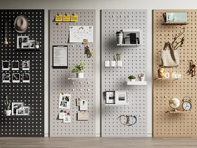 Pegboard Wall Decor with Photos Plants and Home Accessories for Modern Spaces 3d model