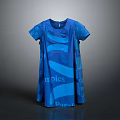 Modern Blue Short Sleeve Dress With Stylish Wave Pattern For Casual Wear