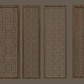 Traditional Chinese Wooden Carved Screens Featuring Various Intricate Lattice Patterns Design