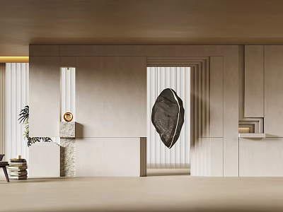 Elegant Luxury Kitchen Background Wall With Minimalist Design And Soft Neutral Tones 3d model