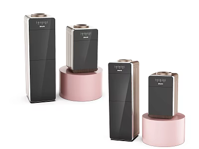Modern Black And Gold Air Purifiers Displayed On Pink Bases For Daily Use 3d model