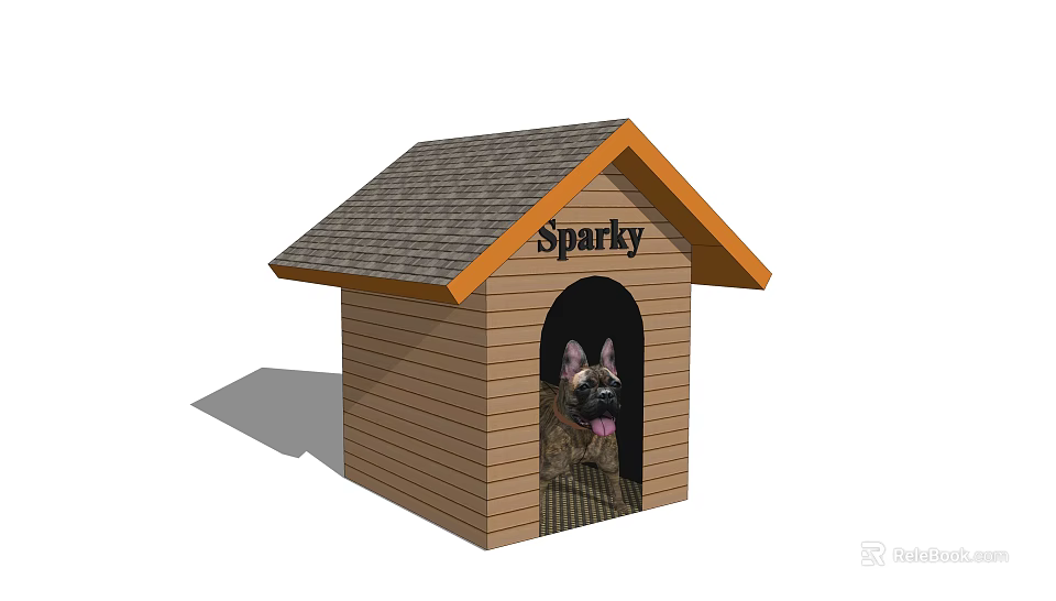 Garden Decorative Dog House with Sparky Name and German Shepherd Peeking Out 3d model 