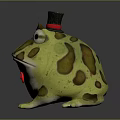 Gentleman Frog Toy Figure Wearing Top Hat And Red Bow Tie With Green Brown Spots