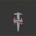 White And Red Aerospace Drone Design With Tail Wings And Underbody Equipment For Space Missions