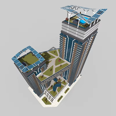 Modern Architecture Future High-rise Building Sepunk 3d model